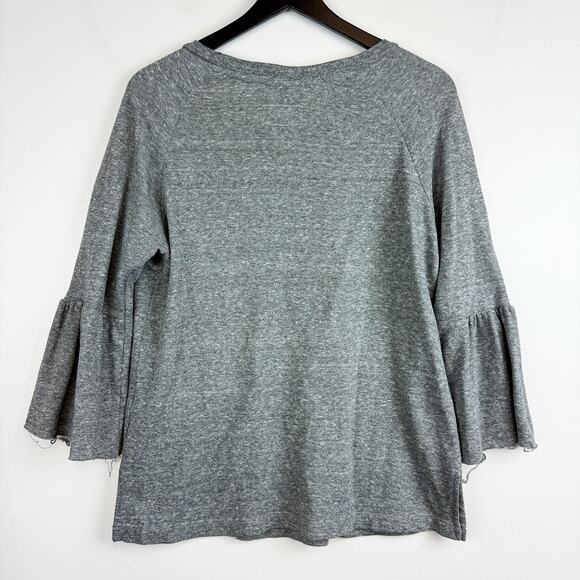Current/Elliott The Ruffle Sleeve Sweatshirt Gray - 1 Small - Picture 5 of 7